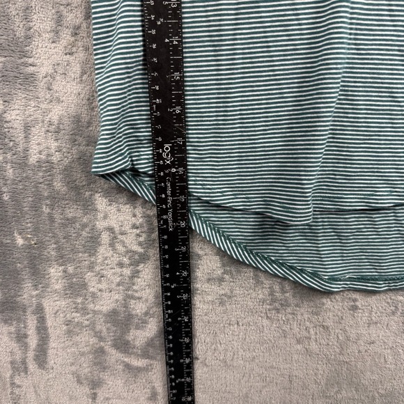 Self Esteem Shirt Womens Small Teal Green Striped Stretch 3/4 Sleeve Tee Top - Picture 4 of 5